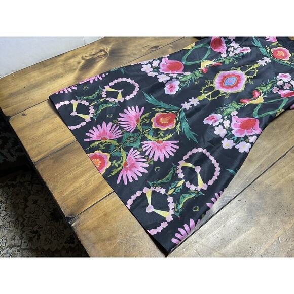 Hutch Black Multicolor Floral Tie Sleeve Ellia Satin Mini Dress Size Small - Picture 6 of 13